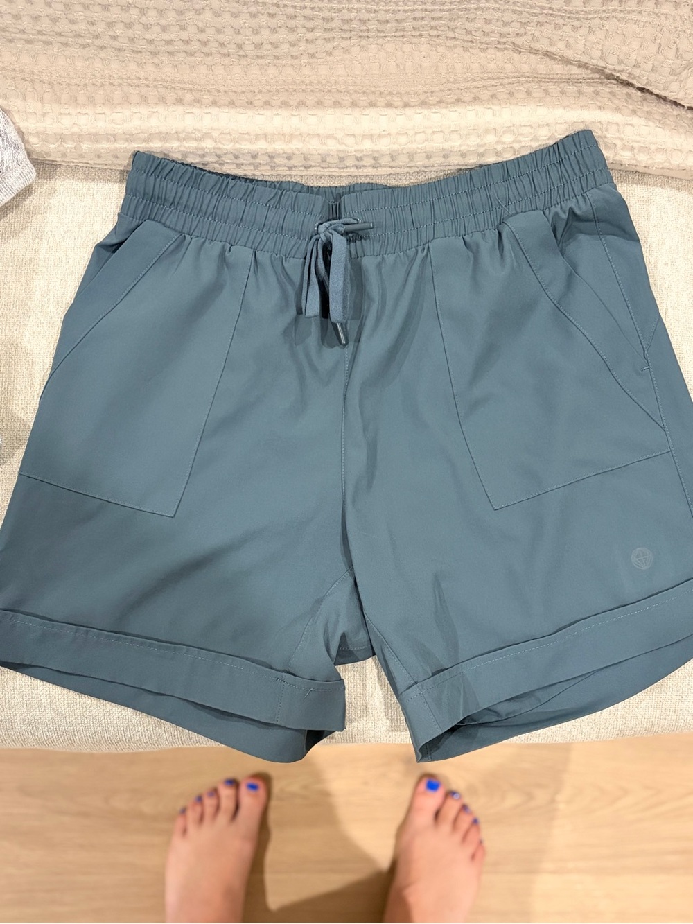 Women’s Elastic-Waist Teal Shorts
